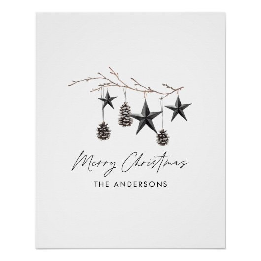 黒いモダンスカンジエレガントスクリプトのクリスマス ポスター (正面)