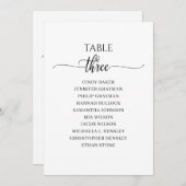 黒いモダンスクリプトテーブル番号3座席表 招待状 (正面/裏面)