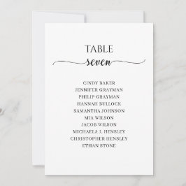 黒いモダンスクリプトテーブル番号7シーティンググラフ 招待状