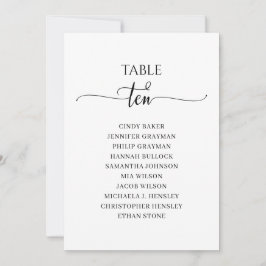 黒いモダンスクリプト表番号10座席表 招待状