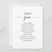 黒いモダンスクリプト表4座席表 招待状 (正面)