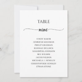 黒いモダンスクリプト表9座席表 招待状