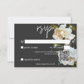 黒いモダンスパークルQRコード上の白いガーデニアス 出欠カード (正面)