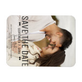 黒いモダンタイプ日付の写結婚真を保存 マグネット (横)