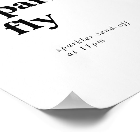 黒いモダンタイポグラフィは火花を飛ばすサイン ポスター (角)