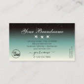 黒いモダンティール(緑がかった色)グラデーションスパークル宝石ロゴの追加 名刺 (裏面)