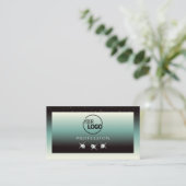 黒いモダンティール(緑がかった色)グラデーションスパークル宝石ロゴの追加 名刺 (スタンド正面)