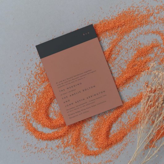 黒いモダンテラコッタ予算結婚式の招待