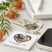 黒いモダンハート1枚の写真がママを愛する キーホルダー (正面右)