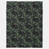 黒いモダンヒョウ模様 フリースブランケット (正面)