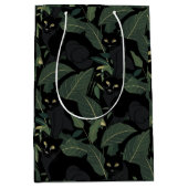 黒いモダンヒョウ模様 ミディアムペーパーバッグ (正面)