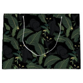 黒いモダンヒョウ模様 ラージペーパーバッグ (正面)