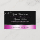 黒いモダンピンクの曲線デコールラインきらめく 名刺 (裏面)