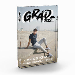 黒いモダンブラシスクリプトの卒業 フォトブロック