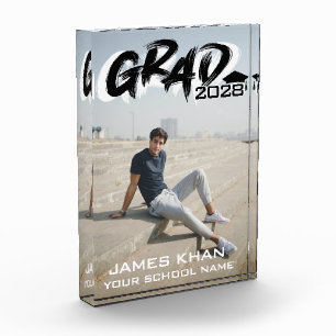 黒いモダンブラシスクリプトの卒業 フォトブロック