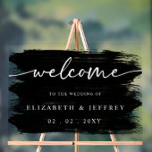 黒いモダンブラシストロ結婚ークの歓迎 アクリルサイン (ニュートラル)