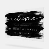 黒いモダンブラシストロ結婚ークの歓迎 アクリルサイン (傾斜)