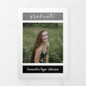 黒いモダンブロック5 – 写真の卒業 三つ折り招待状 (カバー)