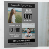 黒いモダンブロック5 – 写真の卒業 三つ折り招待状 (内部最初)