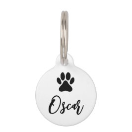 黒いモダンペットのポープリント（電話番号あり） ペット　ネームタグ