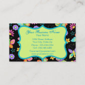 黒いモダンモノグラムの上のウィムシー蝶 名刺 (裏面)