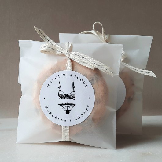 黒いモダンランジェリーシャワーありがとう ラウンドシール