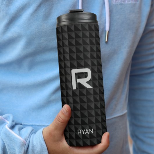 黒いモダン三角形の名前イニシャルパターン タンブラー