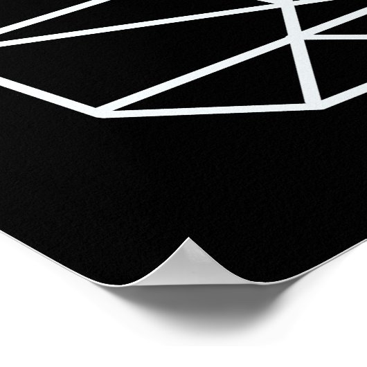 黒いモダン上に音楽のジオメトリックギター ポスター (角)