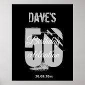 黒いモダン任意の年齢50誕生日歓迎の背景 ポスター (正面)