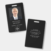 黒いモダン写企業の真ID バッジ (正面＆裏面)