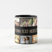黒いモダン写真とメッセージ マグカップ (中央)