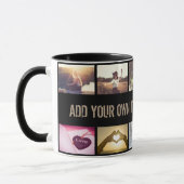 黒いモダン写真とメッセージ マグカップ (左)