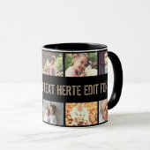 黒いモダン写真とメッセージ マグカップ (正面右)