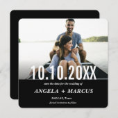 黒いモダン写真はっきりした日付を保存 セーブザデート (正面/裏面)