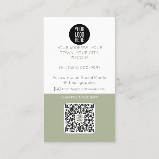 黒いモダン写真ロゴQRコードプロフェッショナル 名刺 (裏面)