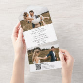 黒いモダン写真 |モノグラム | QRコード オールインワン招待状 (貼ってはがせる)