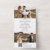 黒いモダン写真 |モノグラム | QRコード オールインワン招待状 (内側)