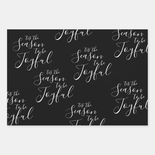 黒いモダン喜びの農家クリスマス ラッピングペーパーシート (正面3)