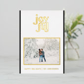 黒いモダン喜び1フォトフォイルのホリデーカード 箔シーズンカード (立ち正面)