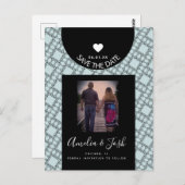 黒いモダン図形のパターン日付はがきを保存 ポストカード (正面/裏面)