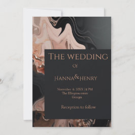 黒いモダン大理石のテクスチャの招待 招待状