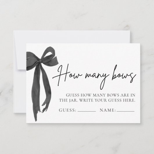 黒いモダン弓の推測いくつの弓シャワーゲーム 招待状 (正面)