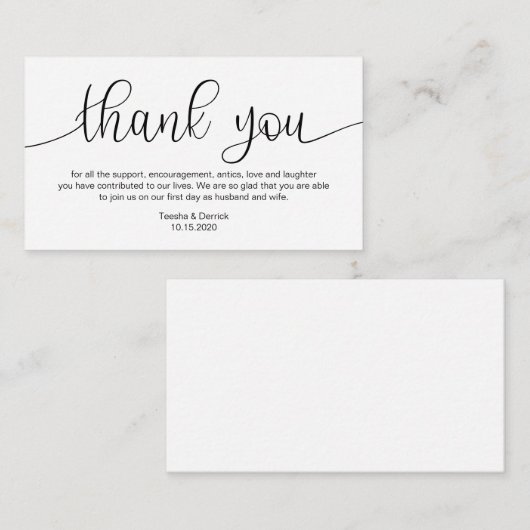 黒いモダン手をレタ結婚ーした エンクロージャーカード (正面/裏面)