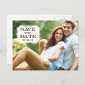 黒いモダン旋回ラベル日付の写真カードを保存 案内ポストカード (正面/裏面)