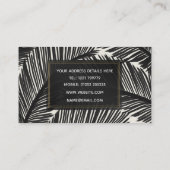 黒いモダン椰子の葉の熱帯パターン 名刺 (裏面)