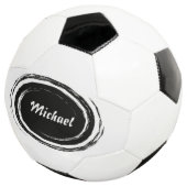 黒いモダン渦巻き楕円パーソナライズされた サッカーボール (3/4)