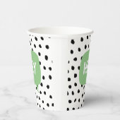 黒いモダン点と緑のバブルのスピーチHey 紙コップ (右)