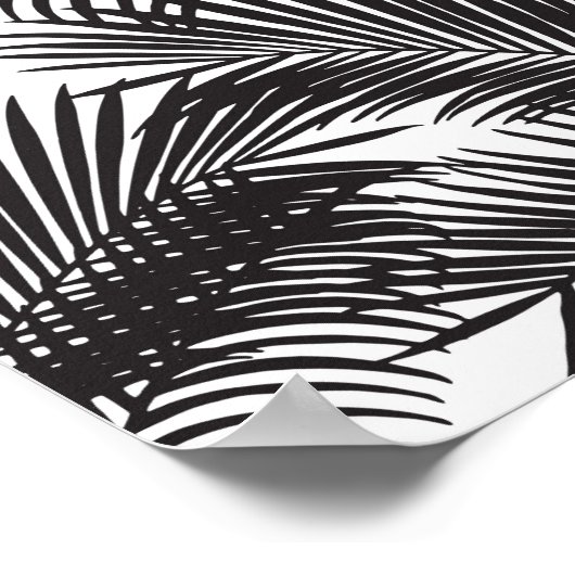 黒いモダン熱帯ヤシの木模様 ポスター (角)