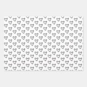 黒いモダン猫と植物のパターン ラッピングペーパーシート (正面3)