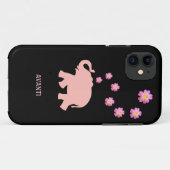 黒いモダン珊瑚象とピンクの花 Case-Mate iPhoneケース (裏面(横))